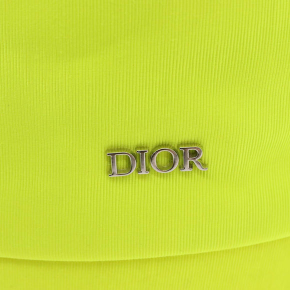 Christian Dior Umhängetasche Canvas Limettengrün Silber Auth ka1545M