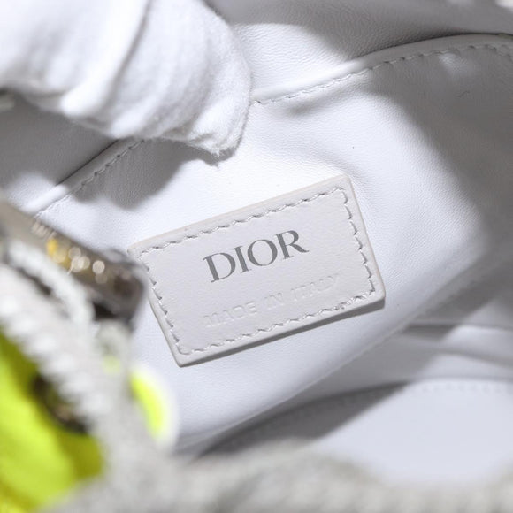 Christian Dior Umhängetasche Canvas Limettengrün Silber Auth ka1545M