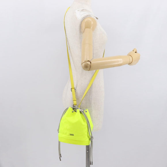 Christian Dior Umhängetasche Canvas Limettengrün Silber Auth ka1545M