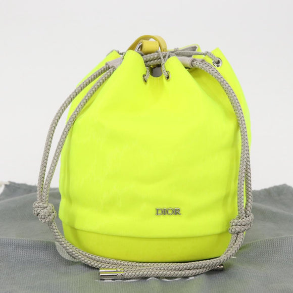 Christian Dior Umhängetasche Canvas Limettengrün Silber Auth ka1545M