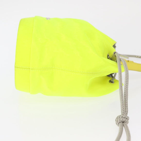 Christian Dior Umhängetasche Canvas Limettengrün Silber Auth ka1545M