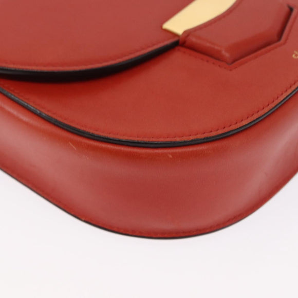 CELINE Shoulder Bag Leather Orange Gold Auth ka1547