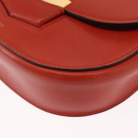 CELINE Shoulder Bag Leather Orange Gold Auth ka1547