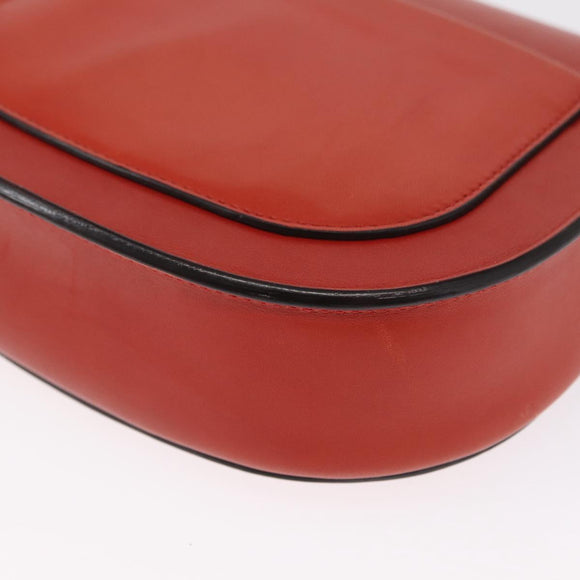 CELINE Shoulder Bag Leather Orange Gold Auth ka1547