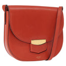 CELINE Shoulder Bag Leather Orange Gold Auth ka1547-1