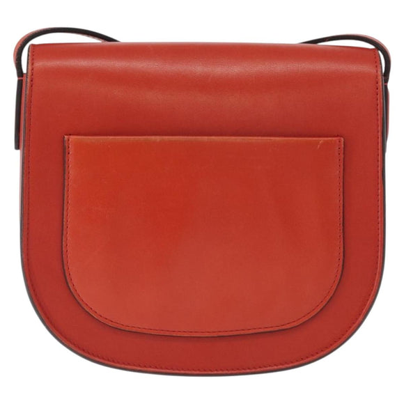 CELINE Shoulder Bag Leather Orange Gold Auth ka1547