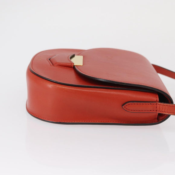 CELINE Shoulder Bag Leather Orange Gold Auth ka1547