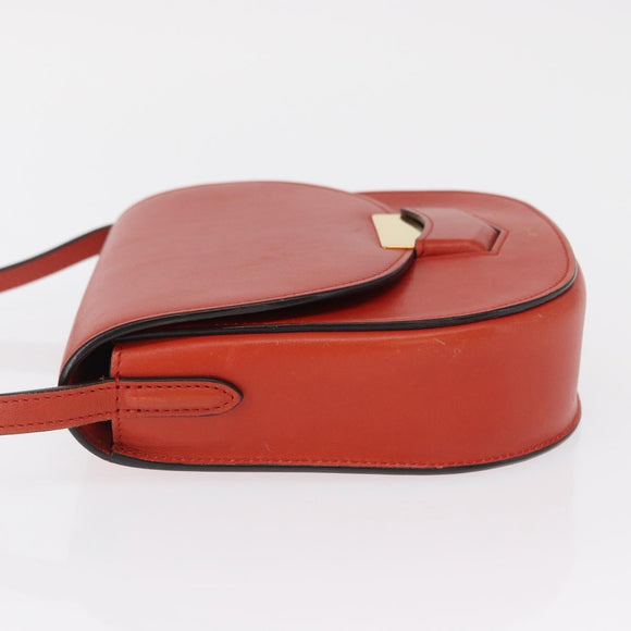 CELINE Shoulder Bag Leather Orange Gold Auth ka1547