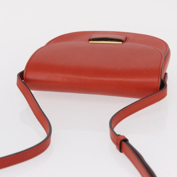 CELINE Shoulder Bag Leather Orange Gold Auth ka1547
