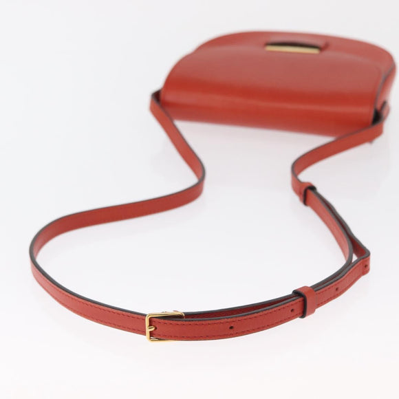 CELINE Shoulder Bag Leather Orange Gold Auth ka1547