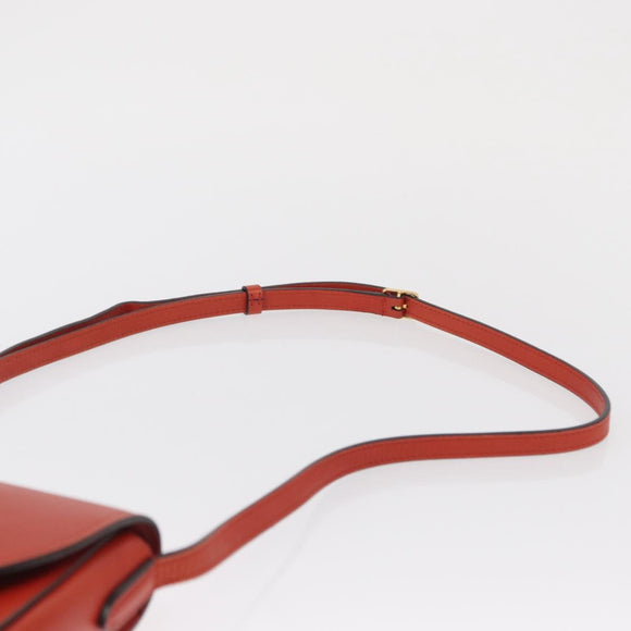 CELINE Shoulder Bag Leather Orange Gold Auth ka1547