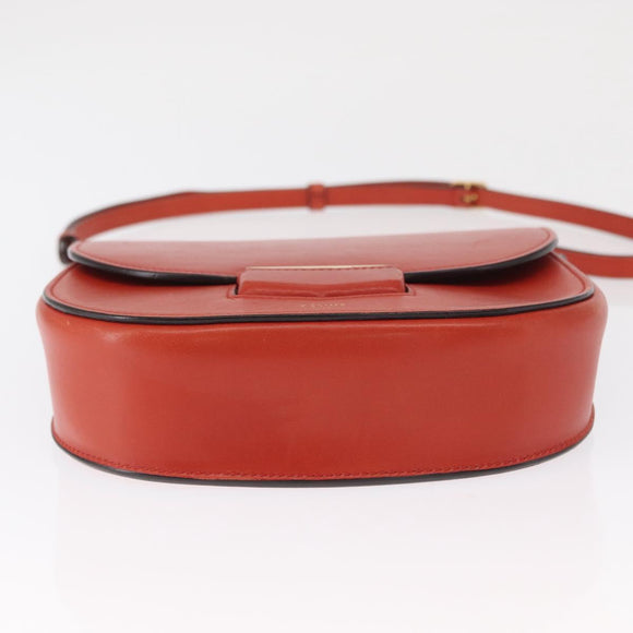 CELINE Shoulder Bag Leather Orange Gold Auth ka1547