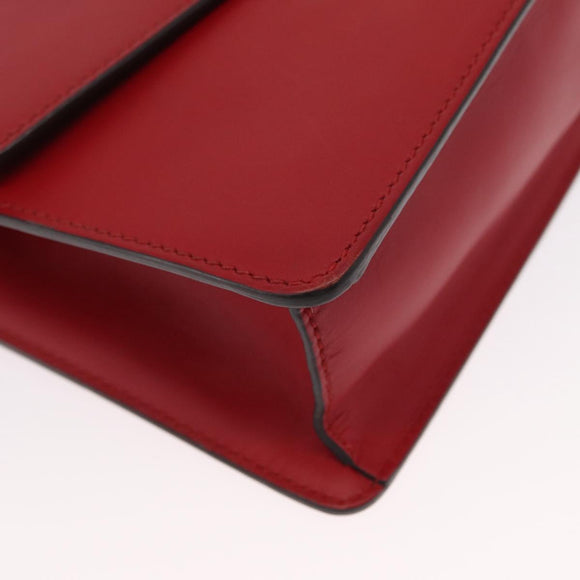 GUCCI Silvi Sherry Line Shoulder Bag Leather 2way Red Gold 421882 Auth ka1549