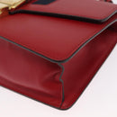 GUCCI Silvi Sherry Line Shoulder Bag Leather 2way Red Gold 421882 Auth ka1549-14