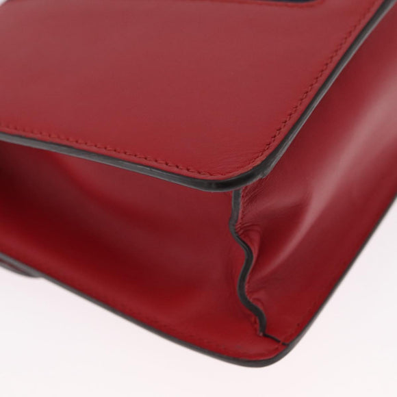 GUCCI Silvi Sherry Line Shoulder Bag Leather 2way Red Gold 421882 Auth ka1549