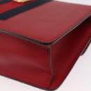 GUCCI Silvi Sherry Line Shoulder Bag Leather 2way Red Gold 421882 Auth ka1549-16