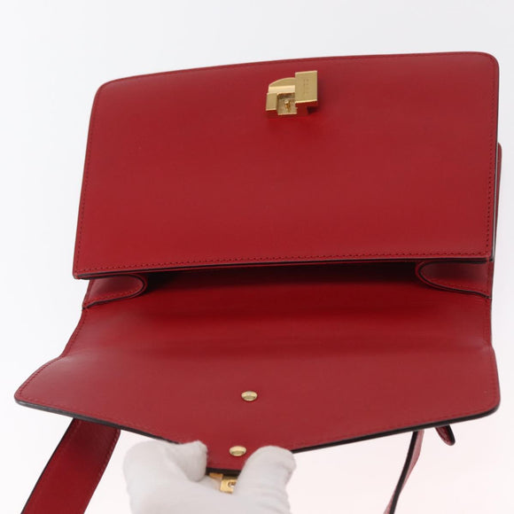 GUCCI Silvi Sherry Line Shoulder Bag Leather 2way Red Gold 421882 Auth ka1549
