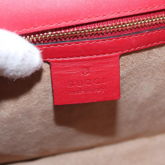 GUCCI Silvi Sherry Line Shoulder Bag Leather 2way Red Gold 421882 Auth ka1549
