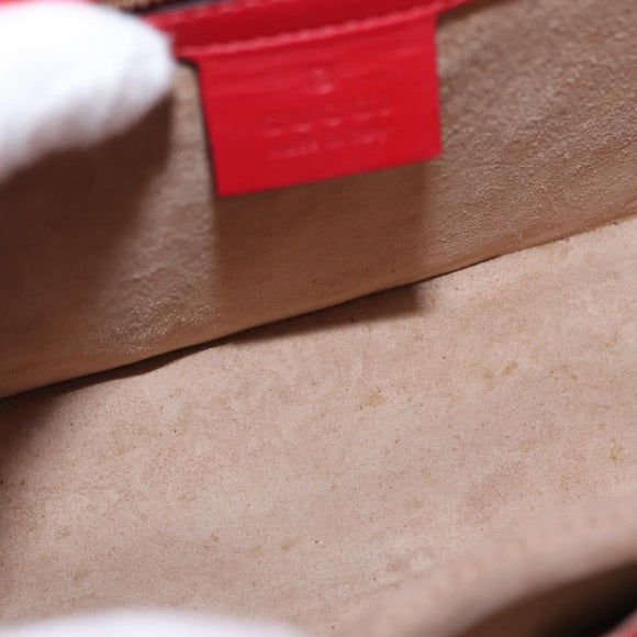 GUCCI Silvi Sherry Line Shoulder Bag Leather 2way Red Gold 421882 Auth ka1549