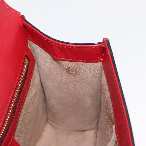 GUCCI Silvi Sherry Line Shoulder Bag Leather 2way Red Gold 421882 Auth ka1549