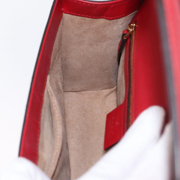 GUCCI Silvi Sherry Line Shoulder Bag Leather 2way Red Gold 421882 Auth ka1549