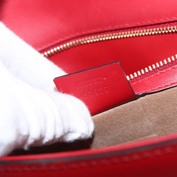 GUCCI Silvi Sherry Line Shoulder Bag Leather 2way Red Gold 421882 Auth ka1549