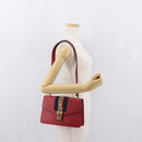 GUCCI Silvi Sherry Line Shoulder Bag Leather 2way Red Gold 421882 Auth ka1549-26
