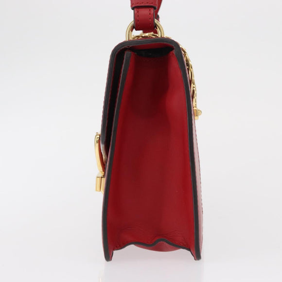 GUCCI Silvi Sherry Line Shoulder Bag Leather 2way Red Gold 421882 Auth ka1549