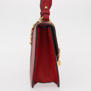 GUCCI Silvi Sherry Line Shoulder Bag Leather 2way Red Gold 421882 Auth ka1549-4