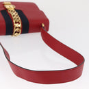 GUCCI Silvi Sherry Line Shoulder Bag Leather 2way Red Gold 421882 Auth ka1549-7