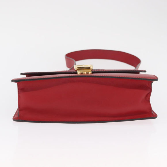 GUCCI Silvi Sherry Line Shoulder Bag Leather 2way Red Gold 421882 Auth ka1549