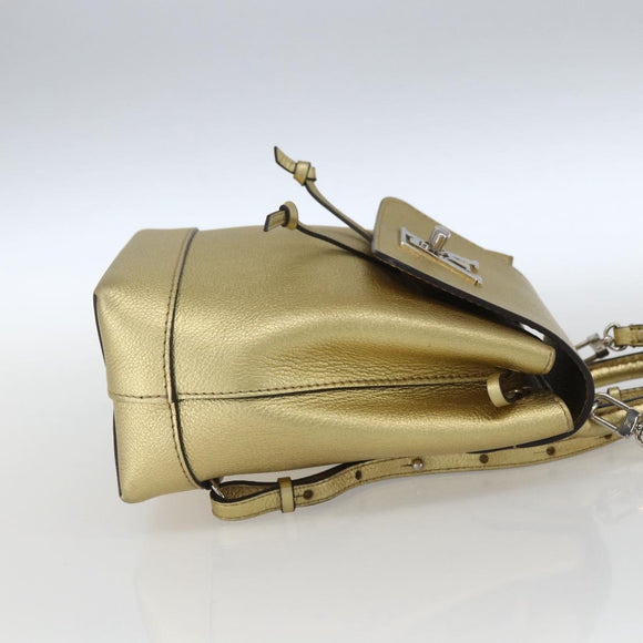 LOUIS VUITTON Rock Me Backpack Leather Gold Tone M54575 LV Auth ka1551M