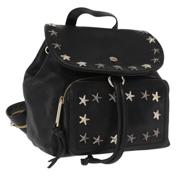 Jimmy Choo Studs Backpack Leather Black Gold Auth ka1552