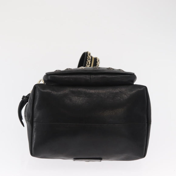 Jimmy Choo Studs Backpack Leather Black Gold Auth ka1552