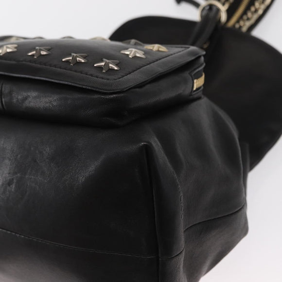 Jimmy Choo Studs Backpack Leather Black Gold Auth ka1552