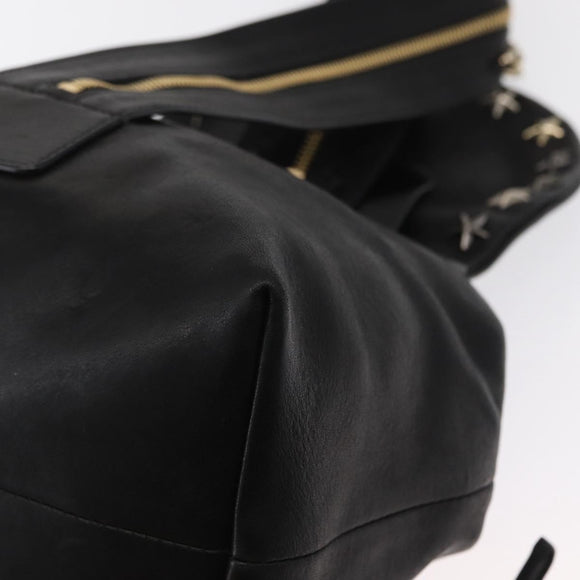 Jimmy Choo Studs Backpack Leather Black Gold Auth ka1552