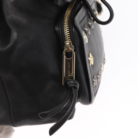 Jimmy Choo Studs Backpack Leather Black Gold Auth ka1552