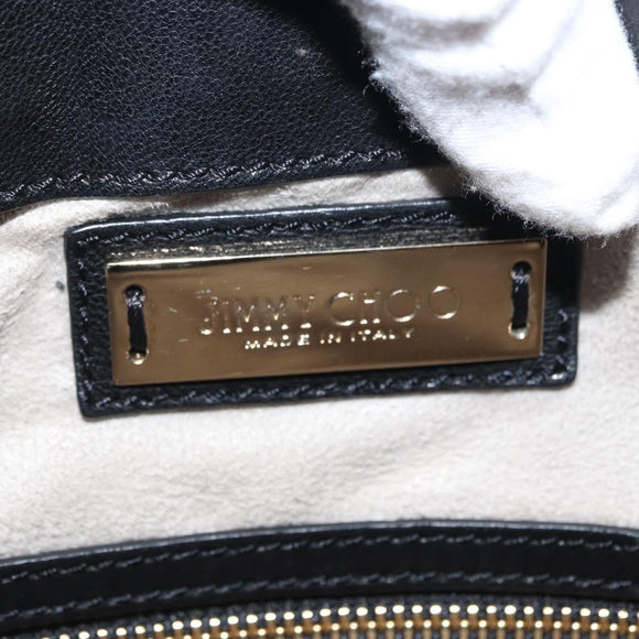 Jimmy Choo Studs Backpack Leather Black Gold Auth ka1552