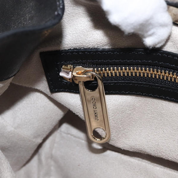 Jimmy Choo Studs Backpack Leather Black Gold Auth ka1552