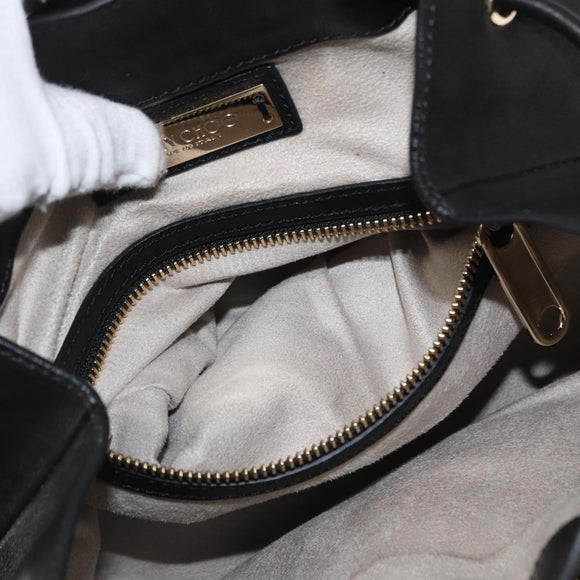 Jimmy Choo Studs Backpack Leather Black Gold Auth ka1552
