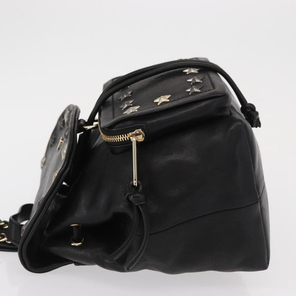 Jimmy Choo Studs Backpack Leather Black Gold Auth ka1552