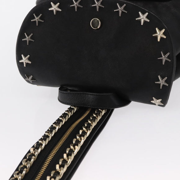 Jimmy Choo Studs Backpack Leather Black Gold Auth ka1552