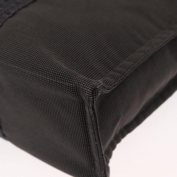 HERMES Her Line MM Hand Bag Canvas Gray Silver Auth ka1554