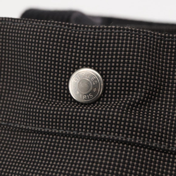 HERMES Her Line MM Hand Bag Canvas Gray Silver Auth ka1554