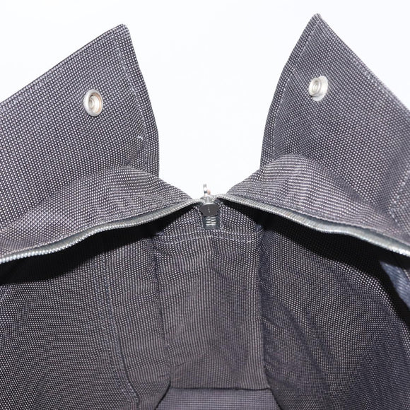 HERMES Her Line MM Hand Bag Canvas Gray Silver Auth ka1554