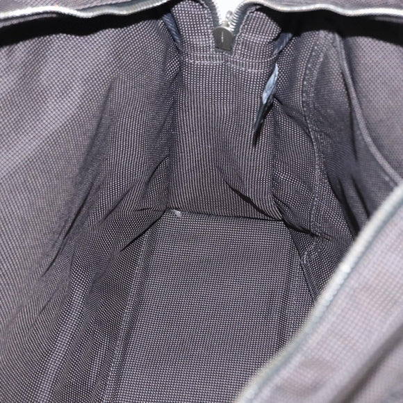 HERMES Her Line MM Hand Bag Canvas Gray Silver Auth ka1554