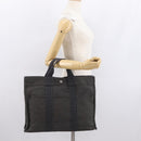 HERMES Her Line MM Hand Bag Canvas Gray Silver Auth ka1554-22