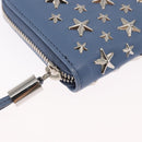 Jimmy Choo Studs Long Wallet Leather Blue Silver Auth ka1555-15