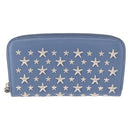 Jimmy Choo Studs Long Wallet Leather Blue Silver Auth ka1555-13