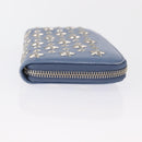 Jimmy Choo Studs Long Wallet Leather Blue Silver Auth ka1555-3